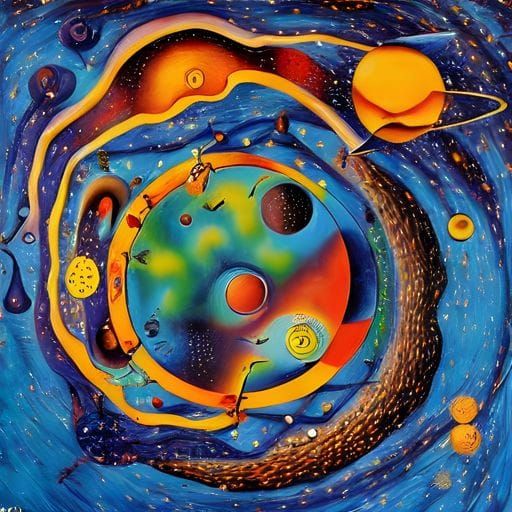 Fractal Compass in Expressionist Abstract Art Style