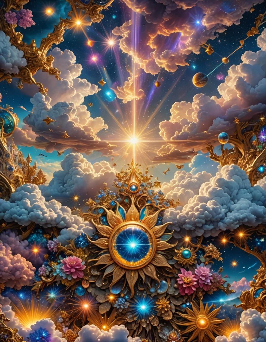 Sparkling Cosmic Dreamscape in Mixed Media