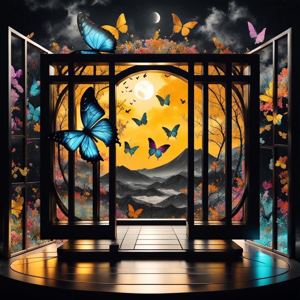 Butterfly and Prison Cell in Palekh Style