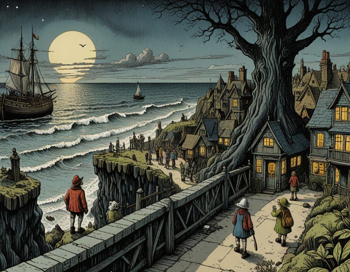 Surrealistic Nightmare Scene in Deep, Muted Colors