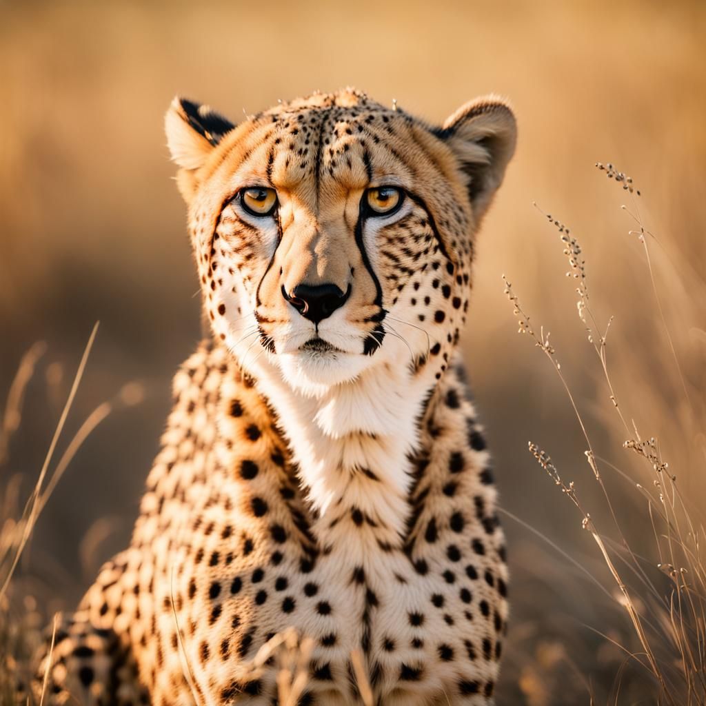 Majestic Cheetah in Golden Savannah Light