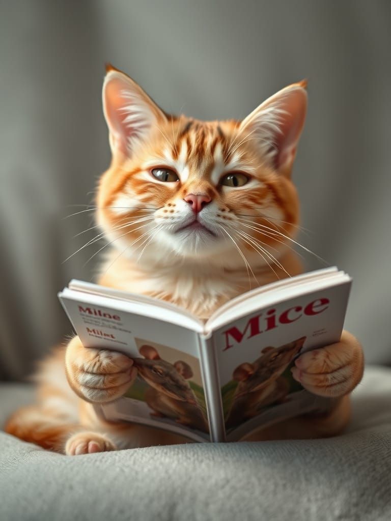 Cat Reads 'Mice' Magazine Cover