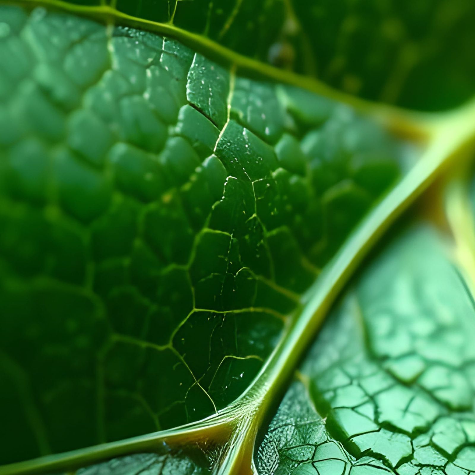 Detailed Macro Photo of a Fine-Grained Green Leaf