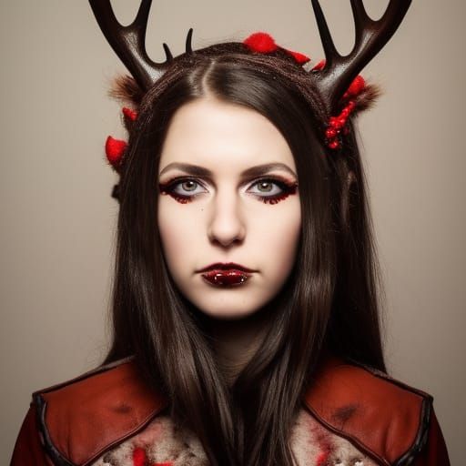 Woman with Antlers on Throne: Professional Portrait