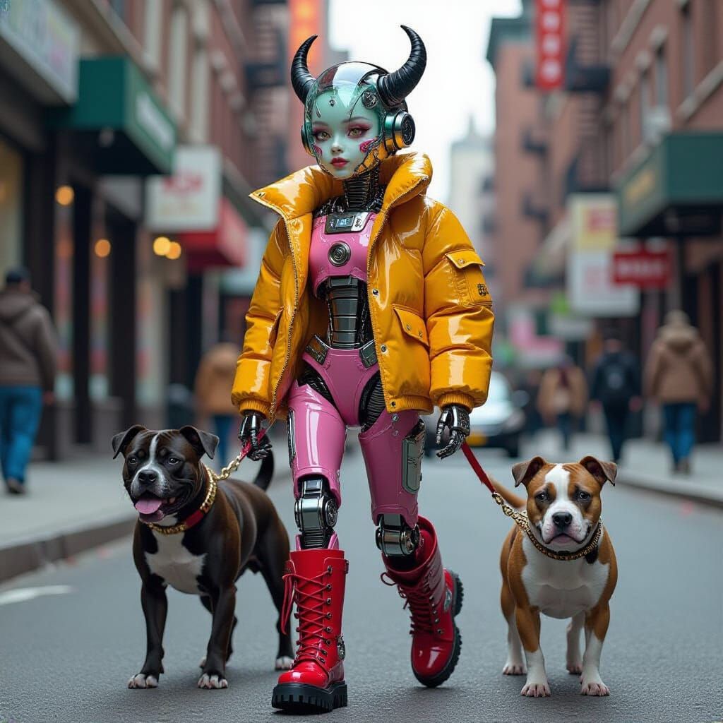 Surreal Cyborg Demon Girl in Baroque Sci-Fi Style