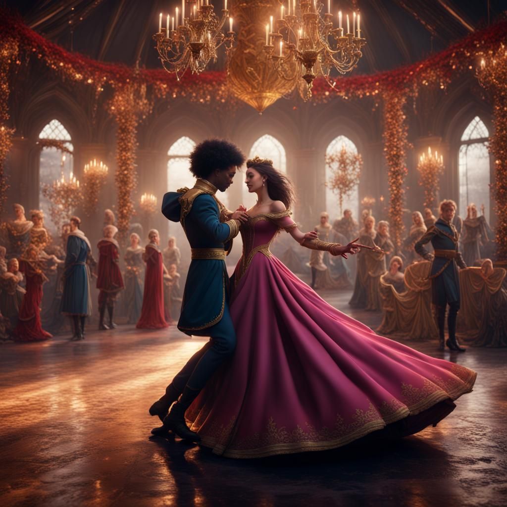 Prince and Princess Dancing at Christmas Ball