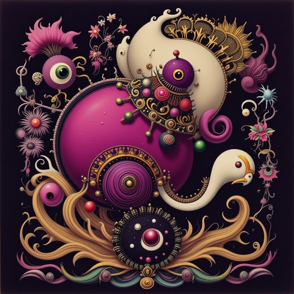 Abstract Soundwave and Vibrant Flora