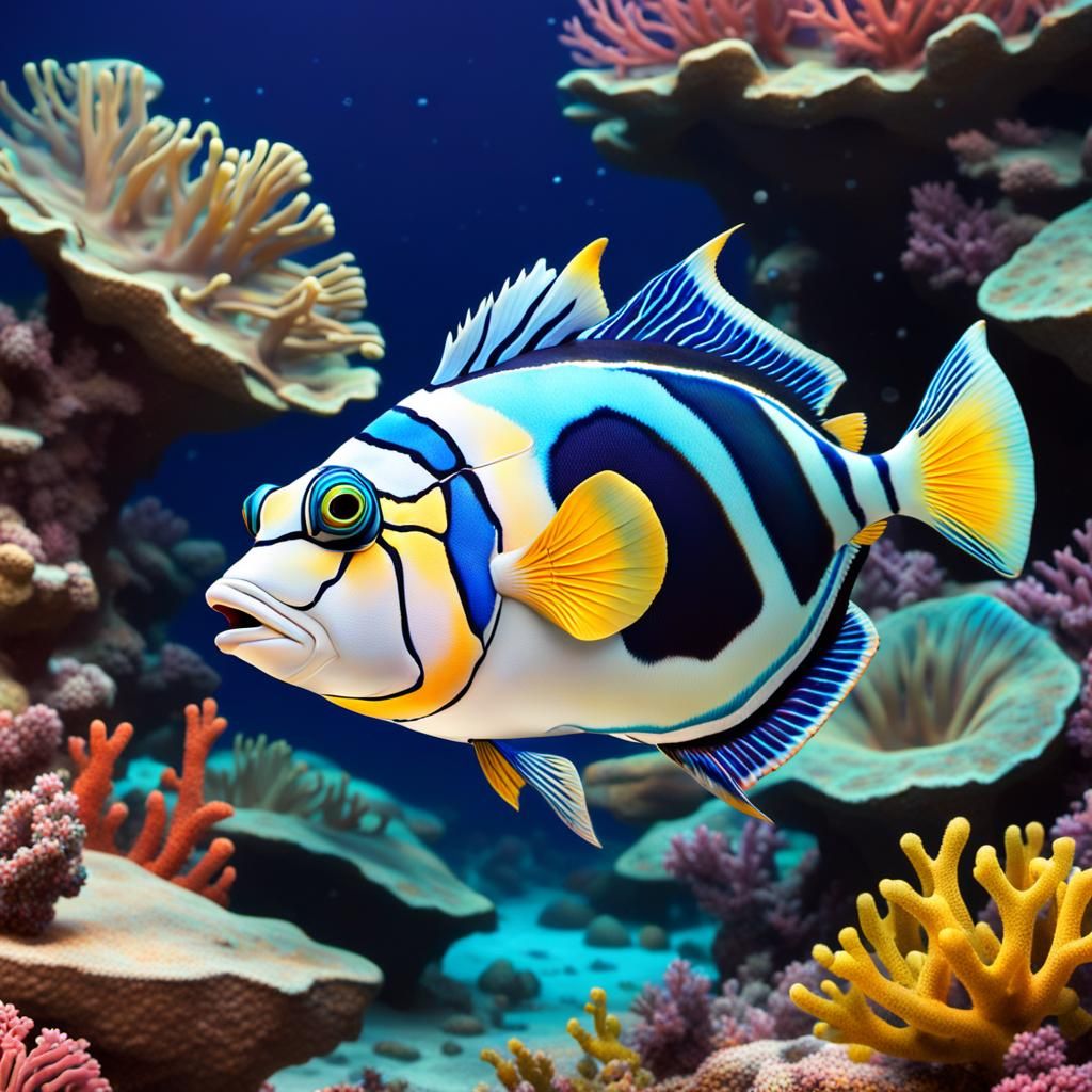 Picasso triggerfish in coral reef