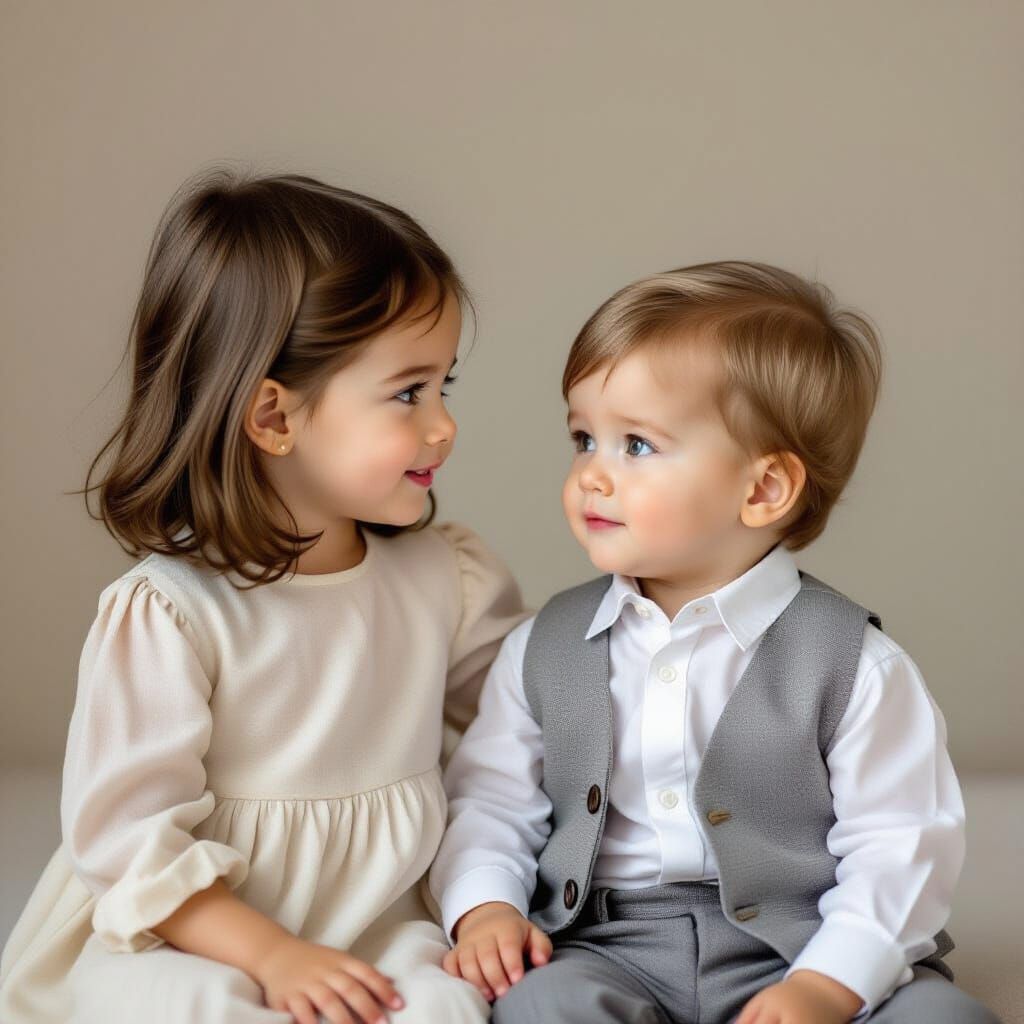 Two Children in Traditional Lithuanian Attire