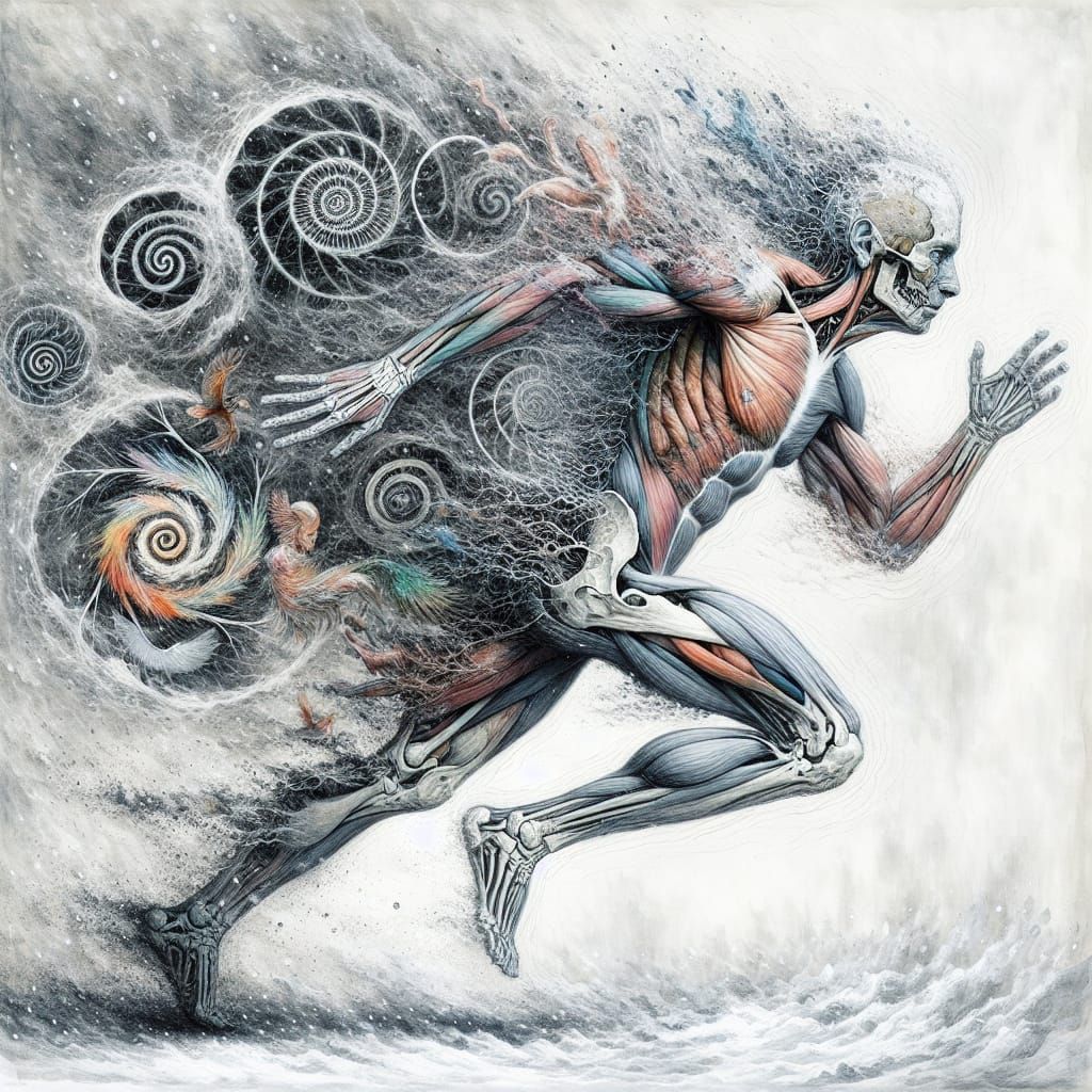 Chimerical Humanoid Figure in Mixed Media