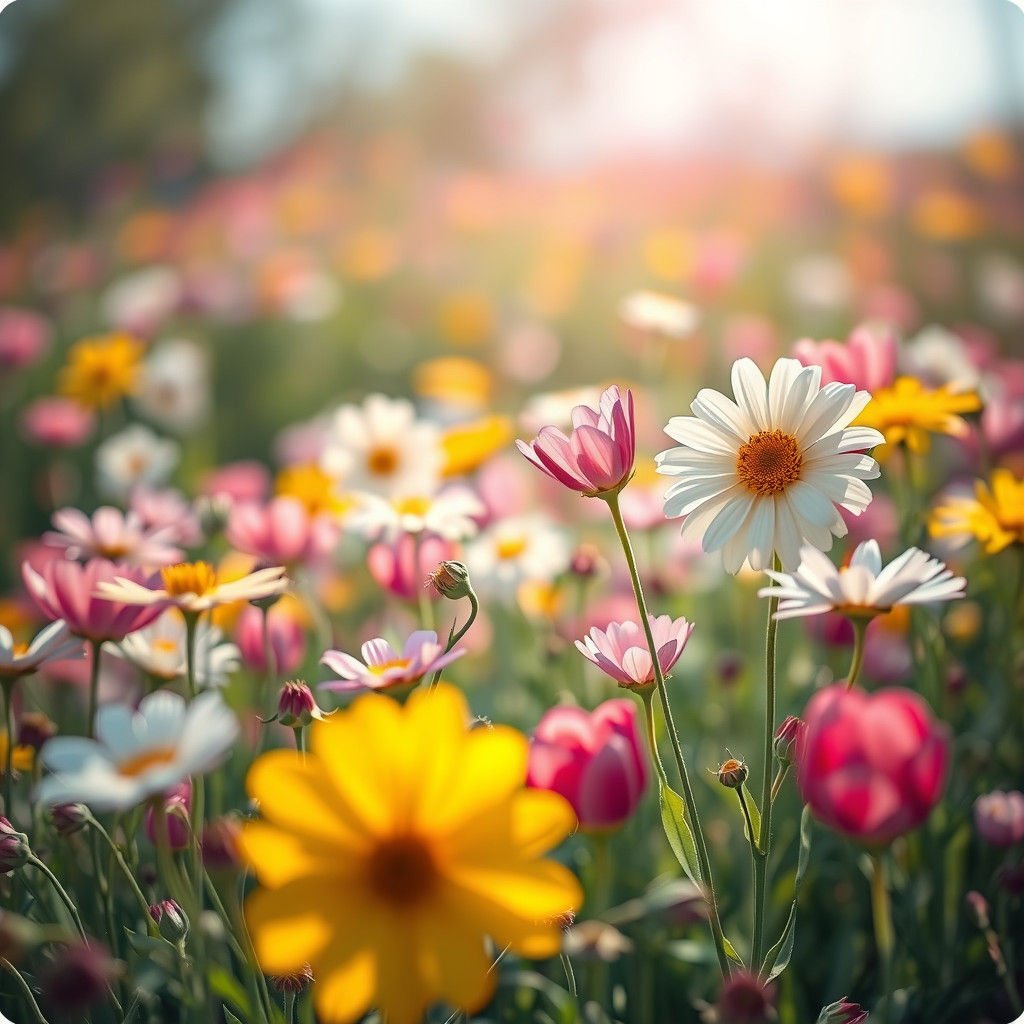 Photorealistic Flower Field in Sunlight