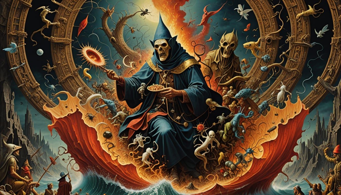 Hyper-Realistic Temptation of Saint Anthony in Magical Reali...