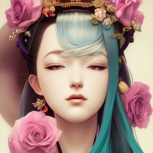 Renaissance Geisha Portrait in Hyperdetailed Style