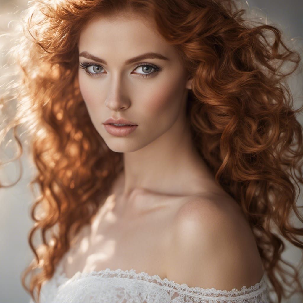 Voluptuous Redhead in Sheer Top: Glamour Photography