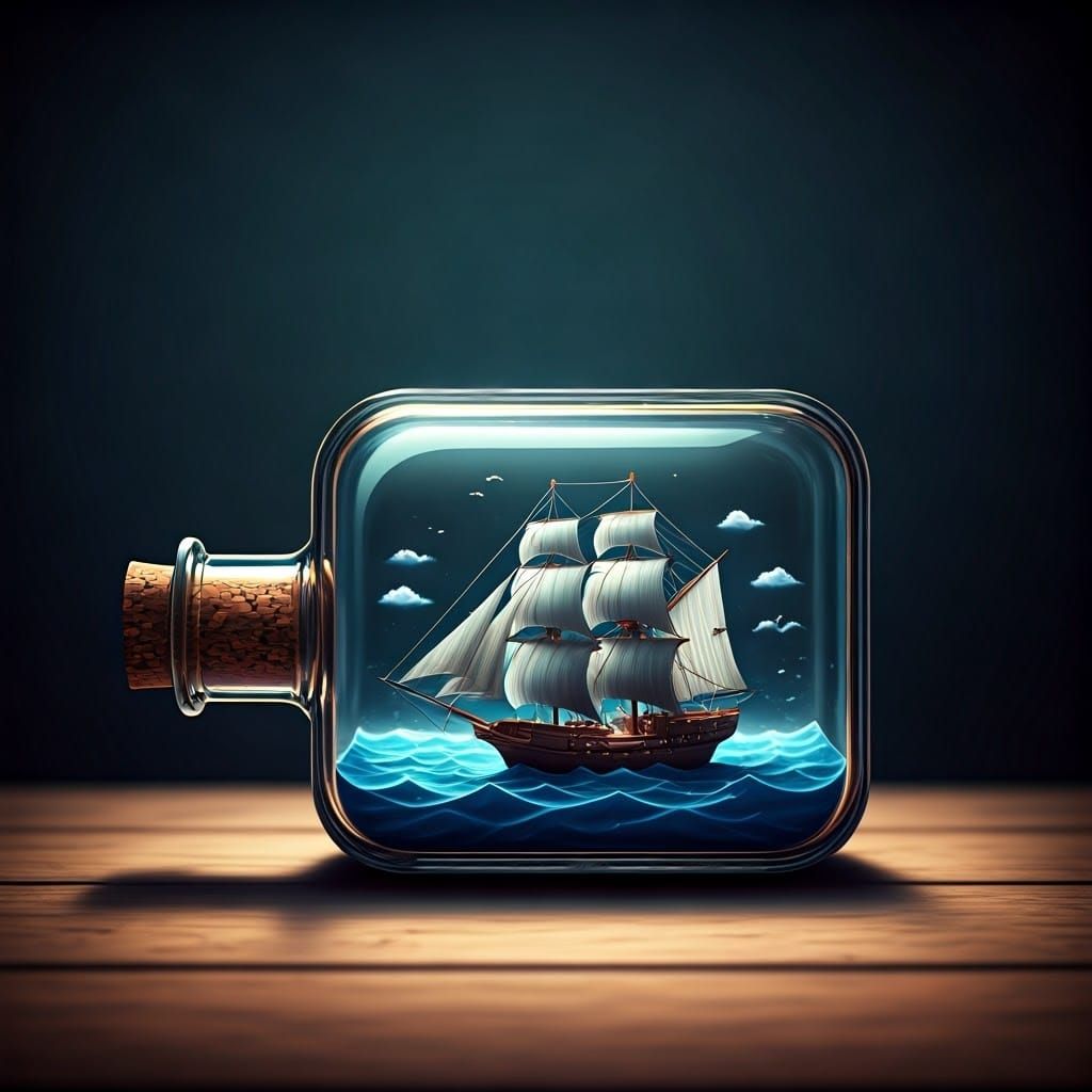 Origami Ship in a Bottle Papercraft