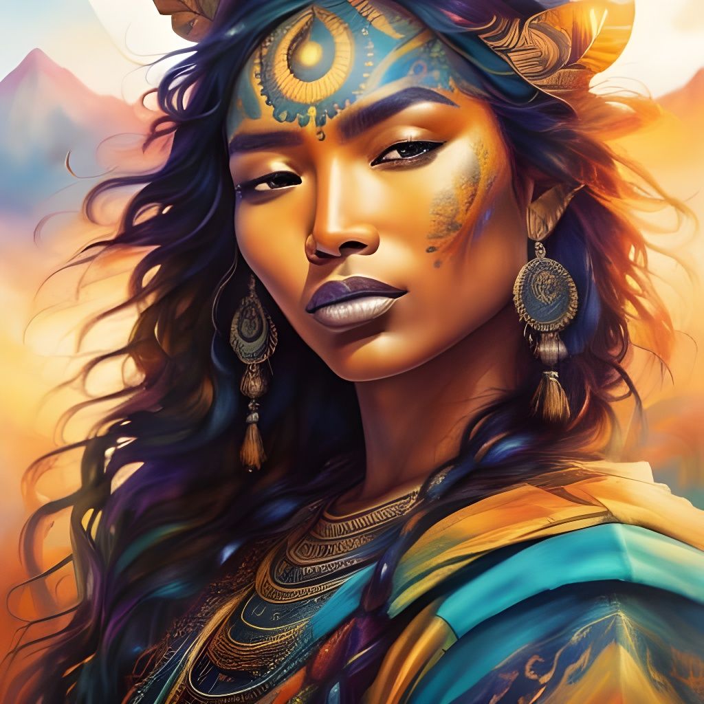 Portrait of Indigenous Woman Generated by AI