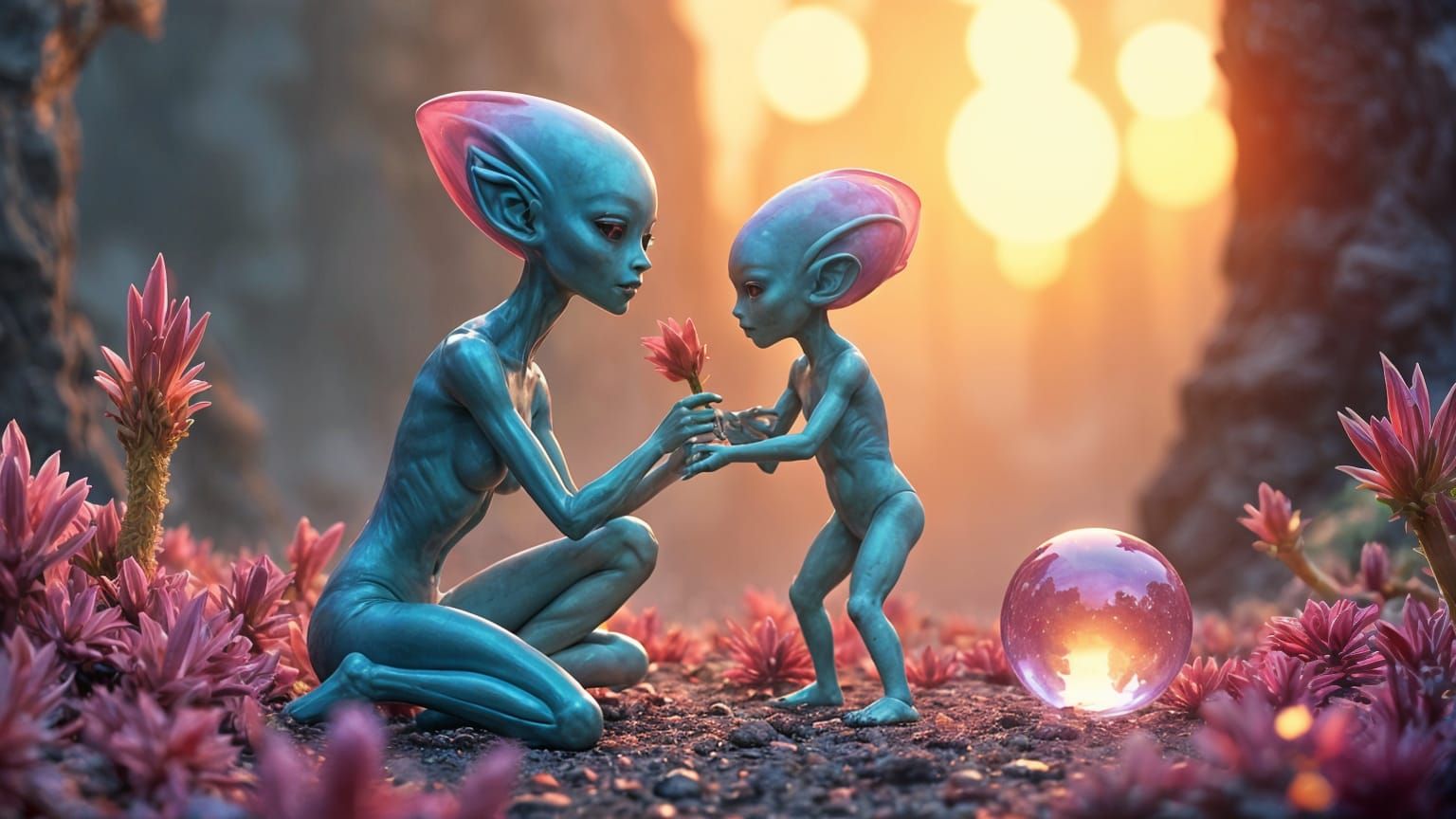 Mother and Daughter Amidst Interstellar Wonders