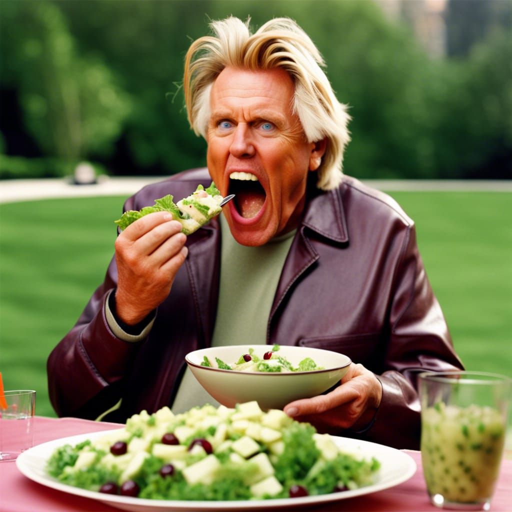 Gary Busey Savoring Waldorf Salad