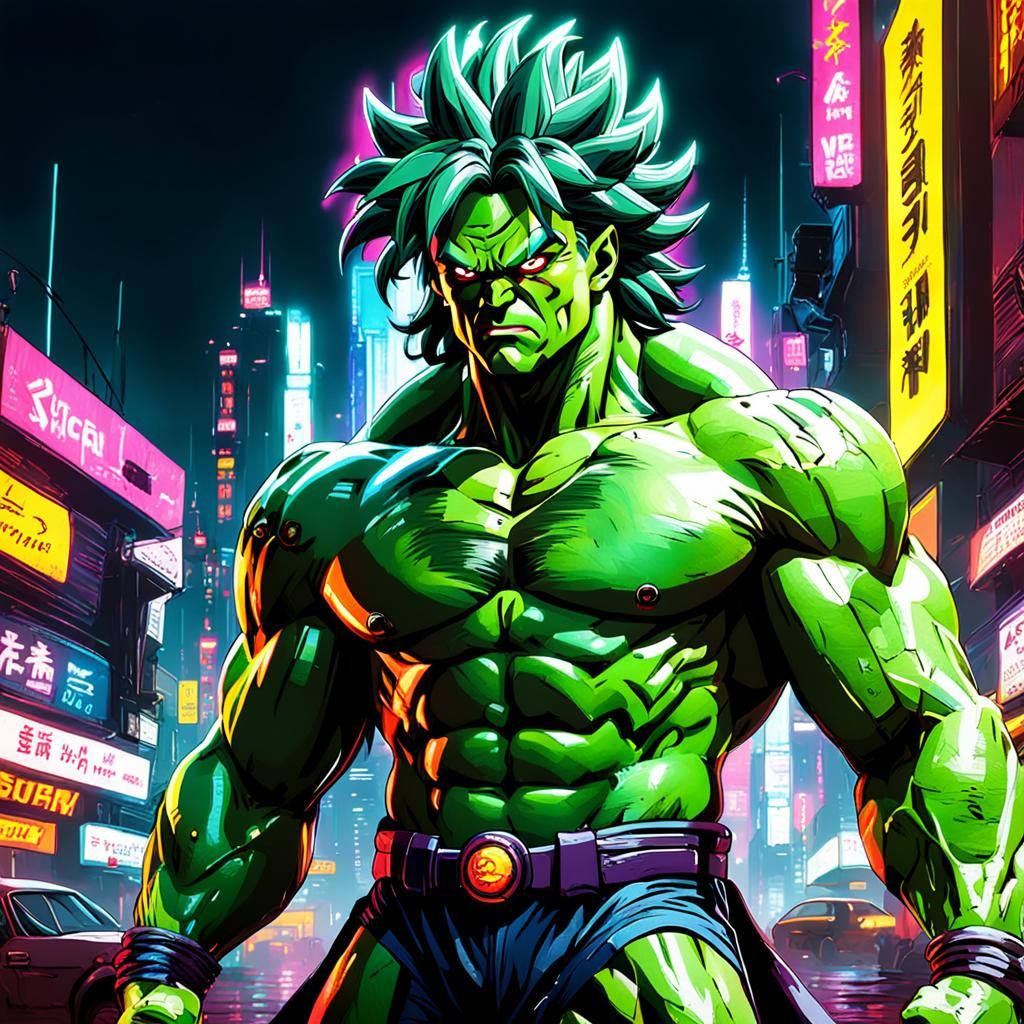 Cyberpunk BroHulk Smashes the Neon City