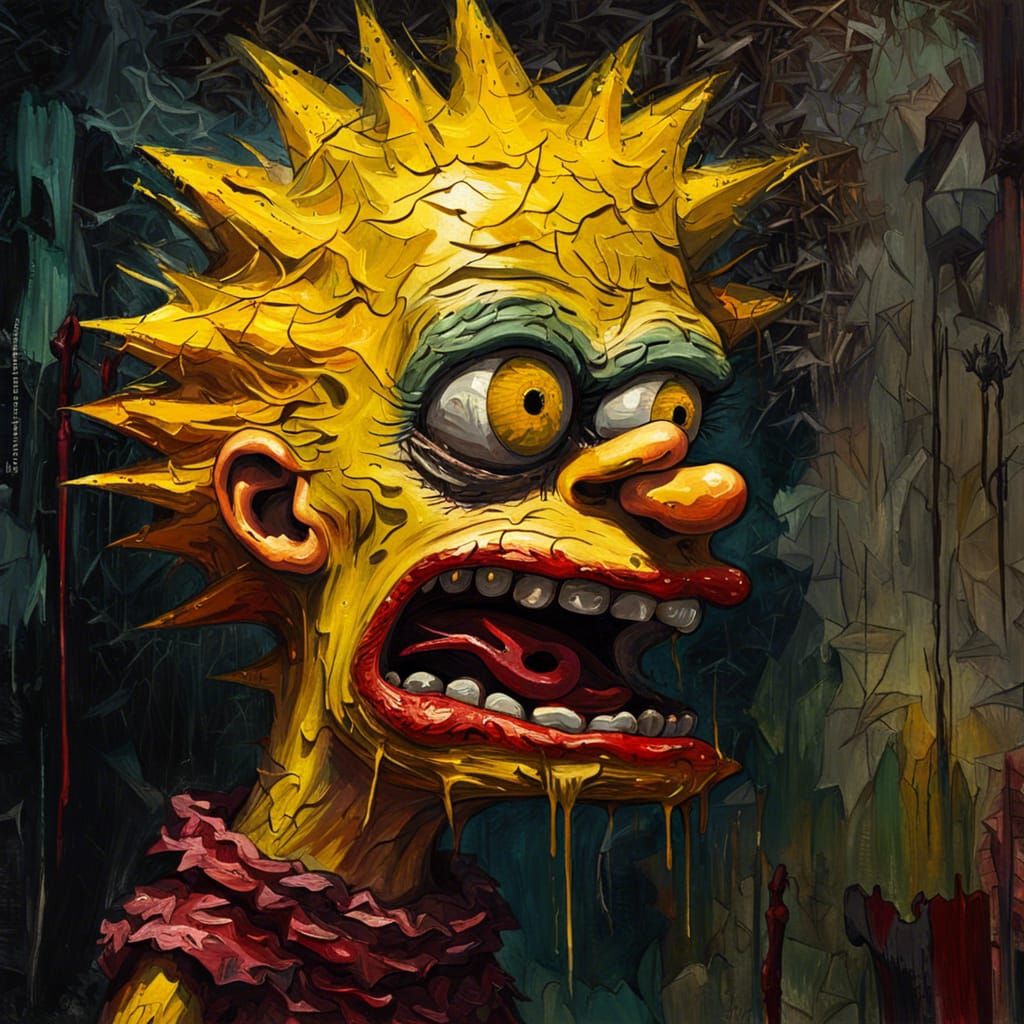 Grotesque Lisa Simpson: Gothic Impressionist Horror Masterpi...