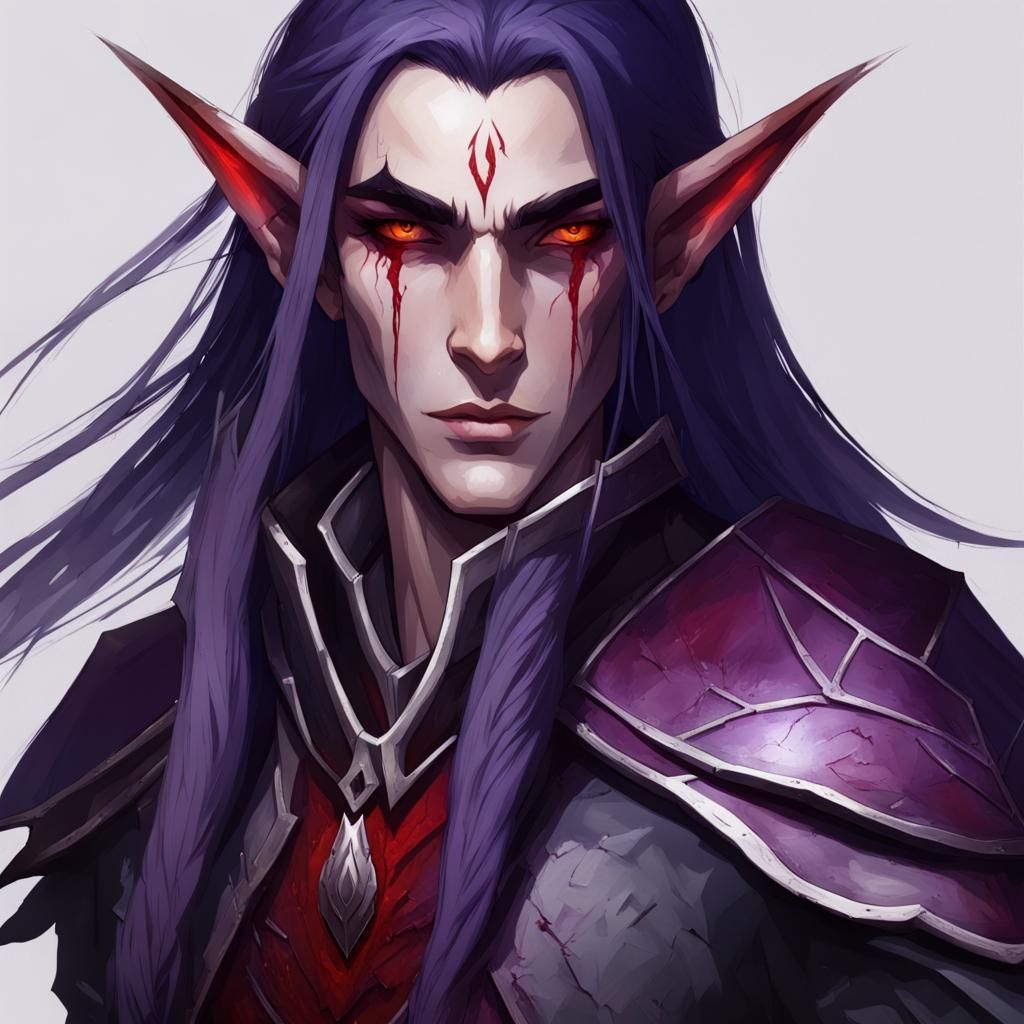 Eladrin Elf Blood Hunter with Red Eyes