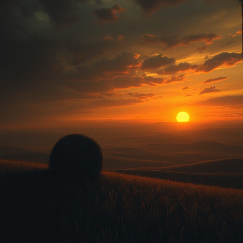 Mysterious Haystack Dominates the Darkening Landscape