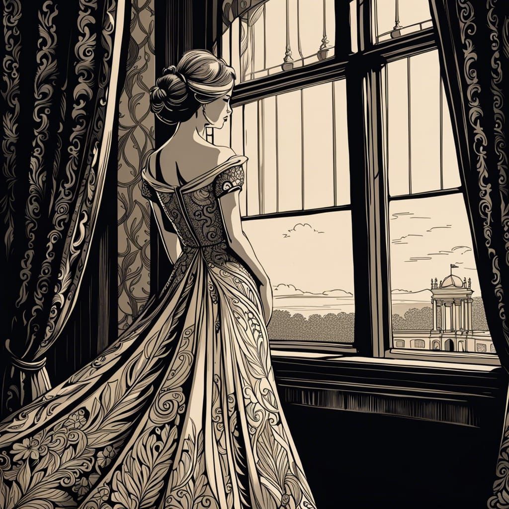 Girl in Window: Alex Tillbrook Line Art