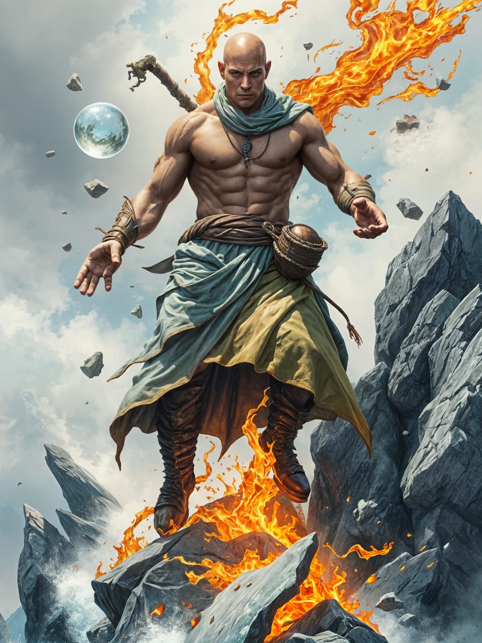 Goliath Pilgrim: Elemental Chaos in Fantasy Concept Art