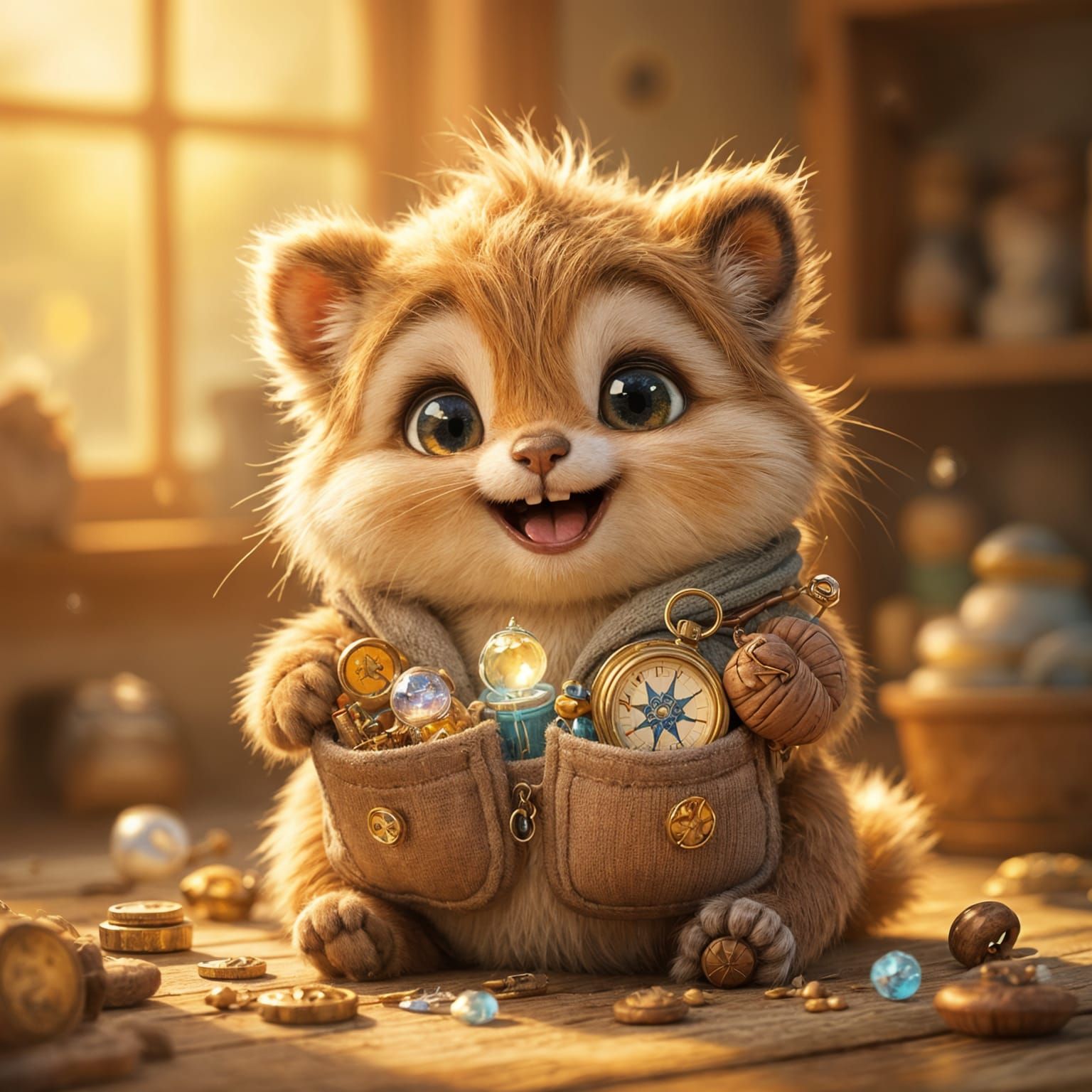 Adorable Character With Pockets Full Of Curious Treasures