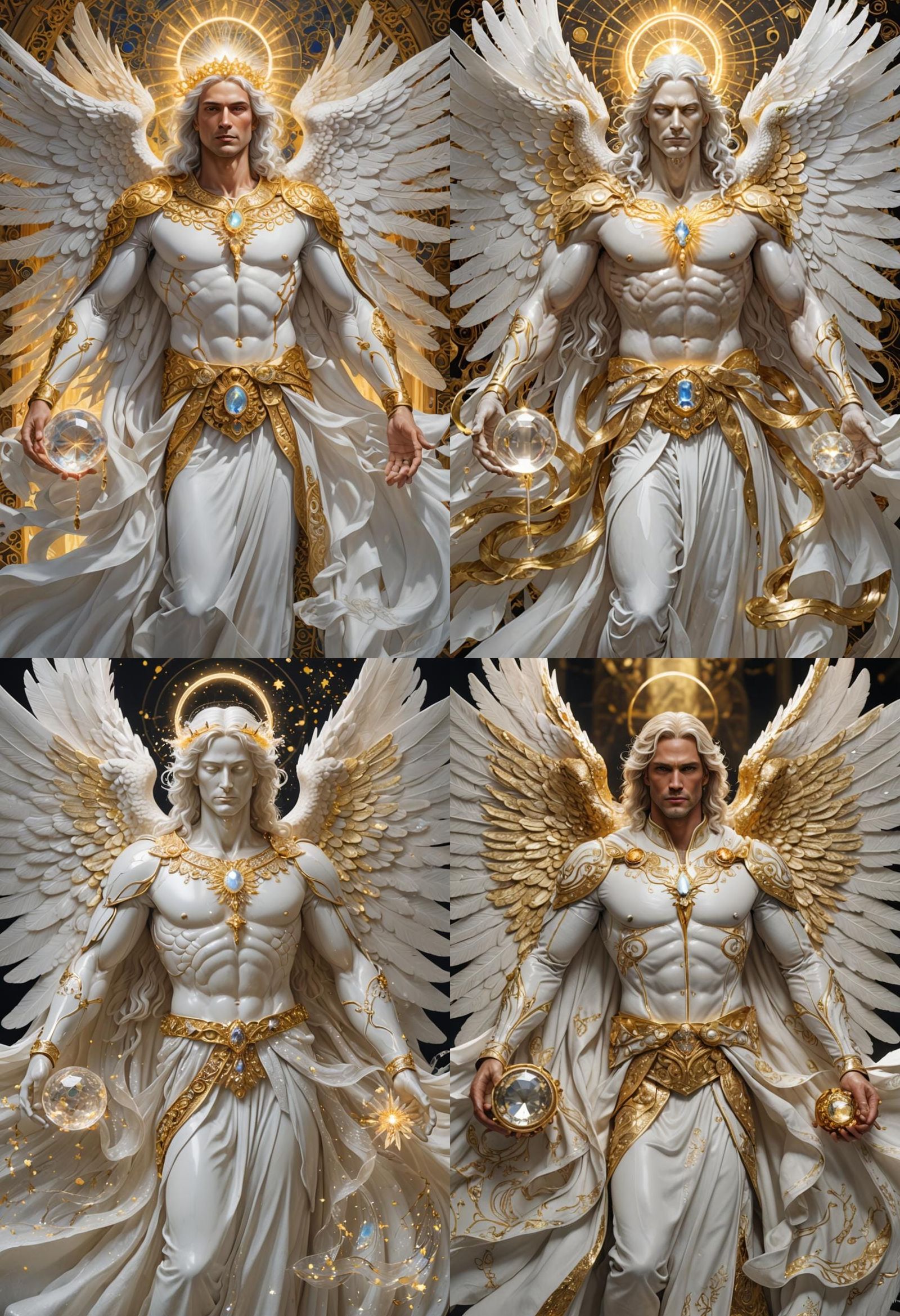 Archangel Metatron Hyperrealistic Portrait with Rainbow Ligh...