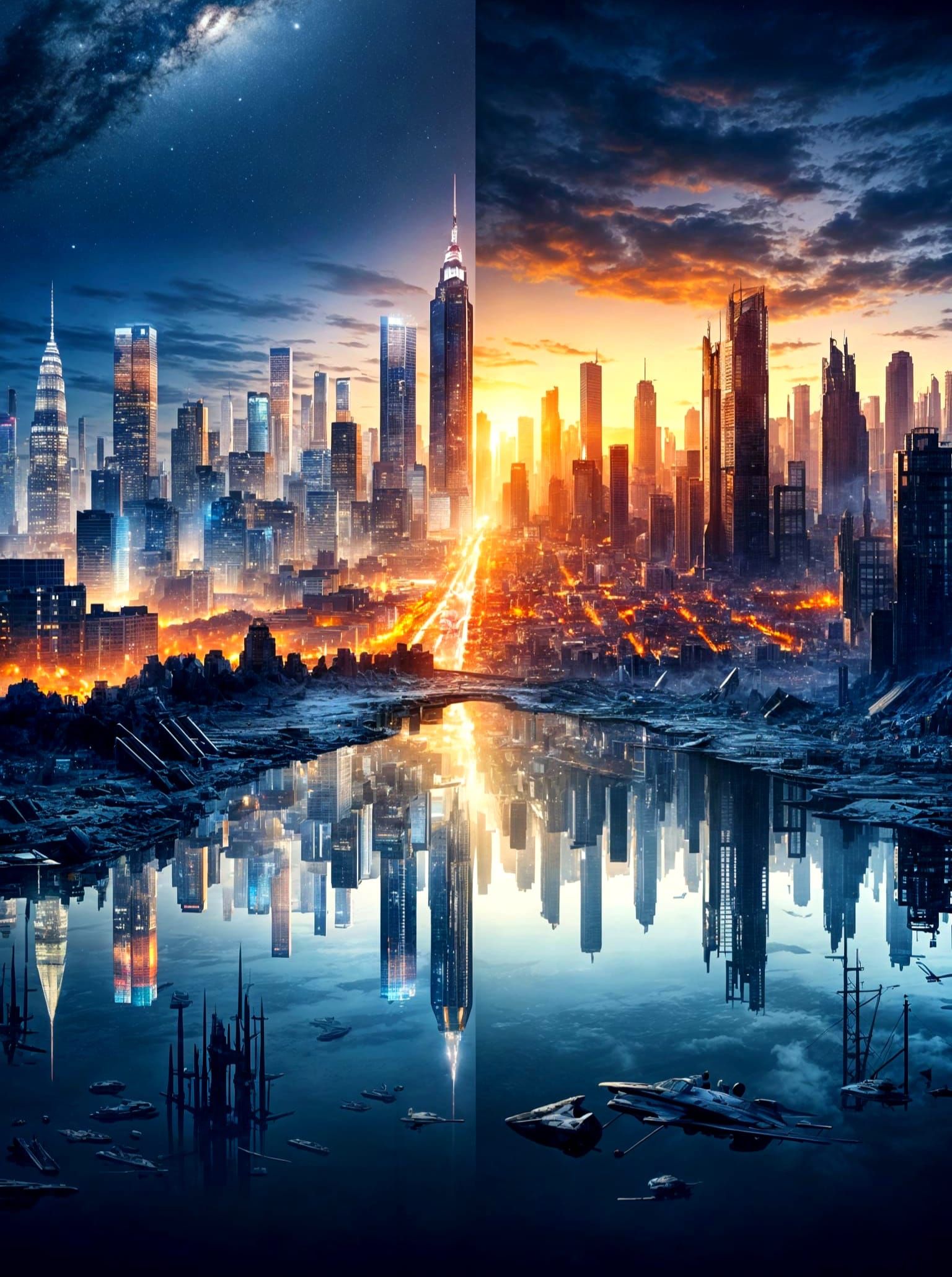 City Transformation: Twilight Bustle to Post-Apocalyptic Rui...