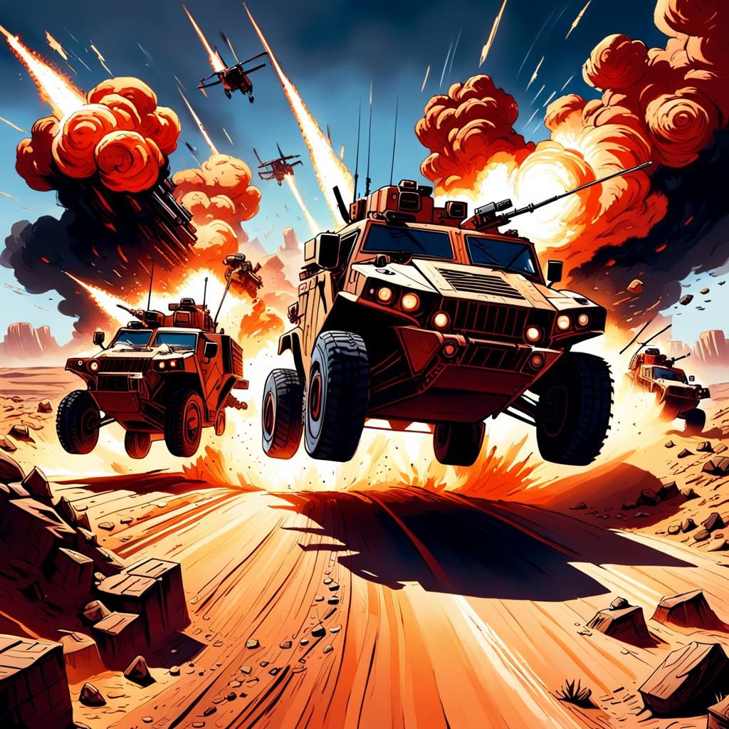 A10 Warthogs Attack in Dynamic Comic Book Art