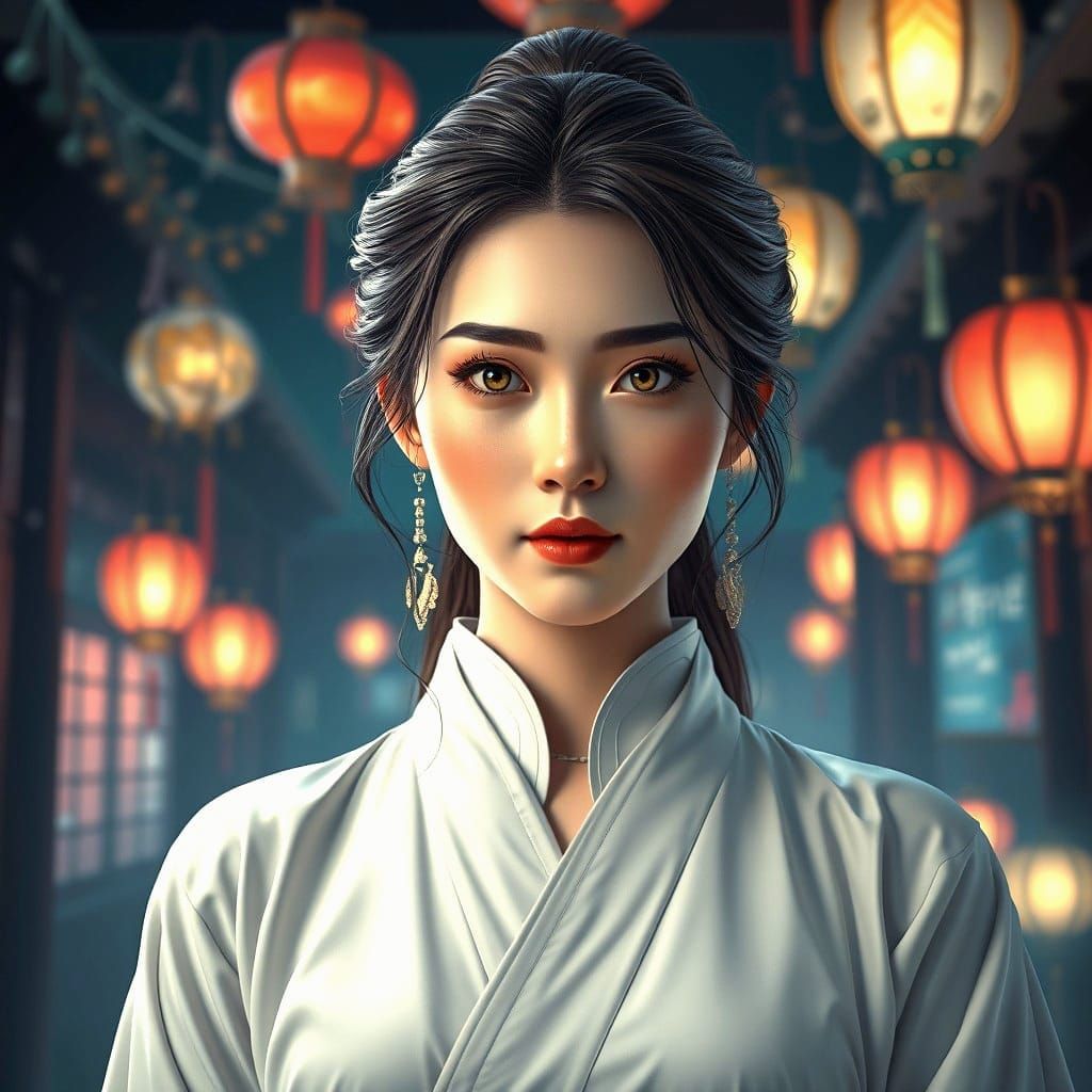 Beautiful Woman in Traditional Chinese Dress