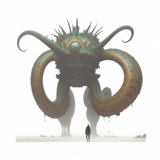 Giant Slug Creature in Surrealist Oil Painting