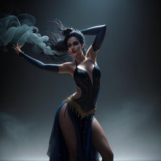 Dynamic Pole Dancer in Smoky Studio with Cinematic Lighting