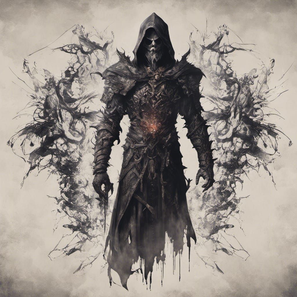 Sinister Vampire Blood Mage in Dark Fantasy Style