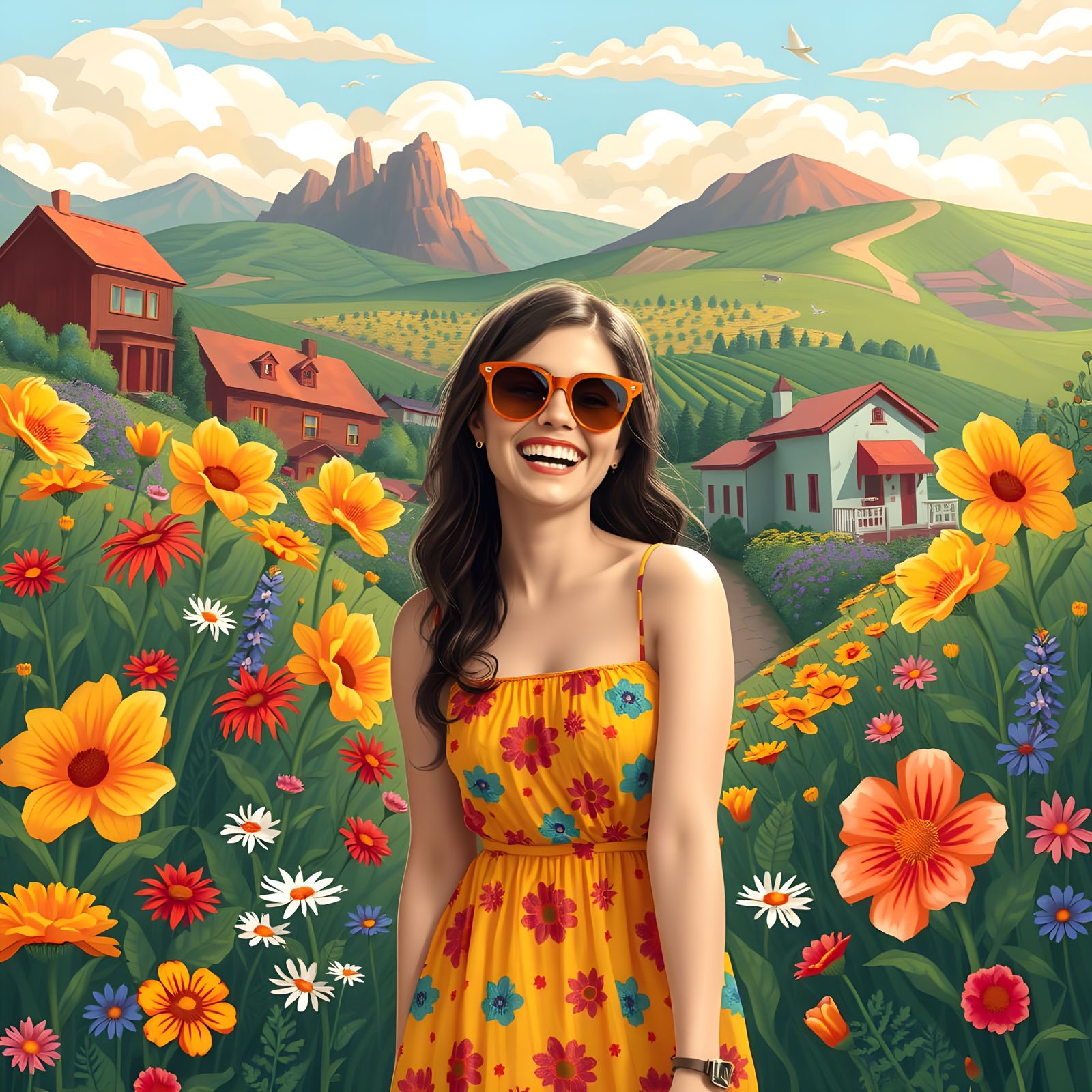 Woman Enjoys Fort Collins Surrounded by Flowers