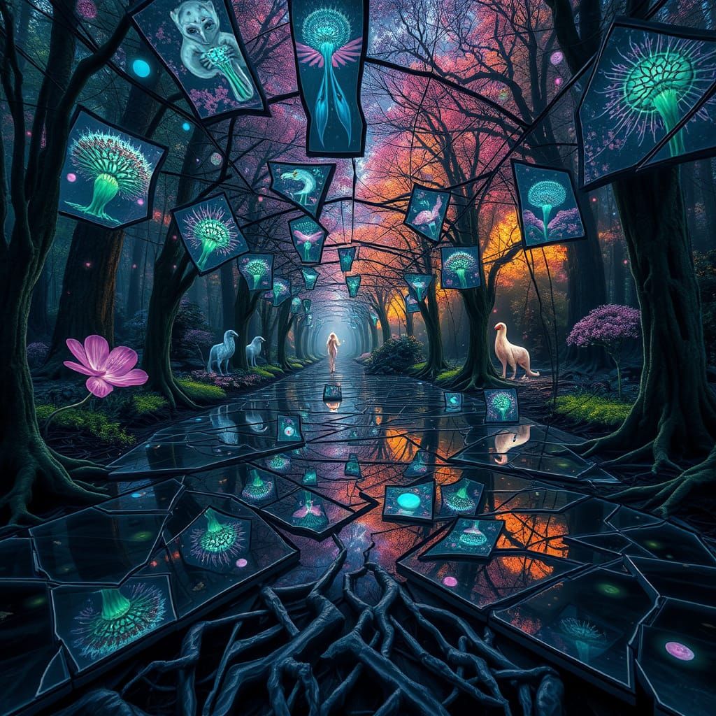 Surreal Dreamworld Labyrinth in Realistic 8K Bio-Art Style