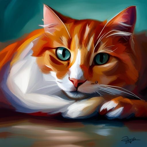 Artistic Calico Cat Curled Up in Sleep