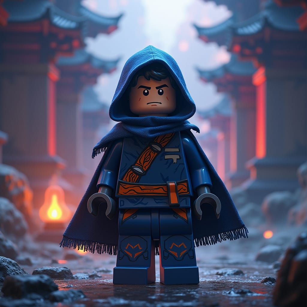 Heroic Ninja in Mystical Anime Landscape