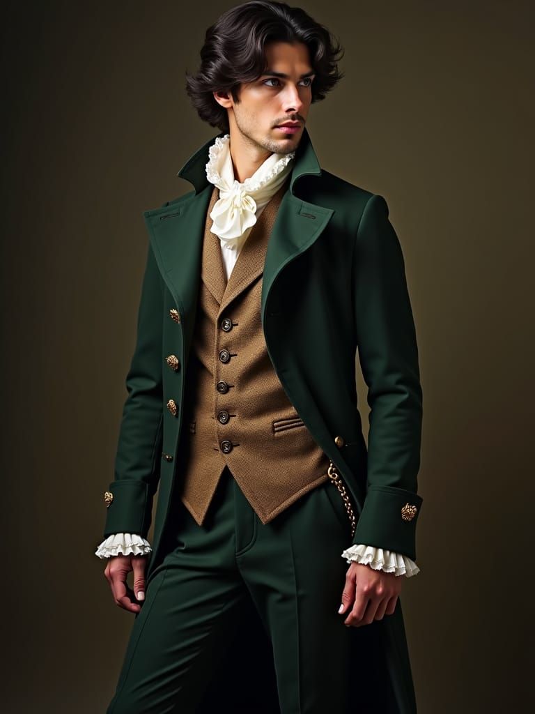 Regency Gentleman Portrait with Green Eyes