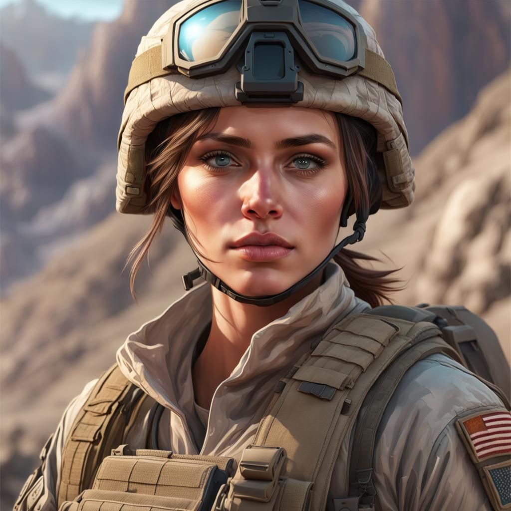 American Soldier Portrait in Hyperdetailed Style