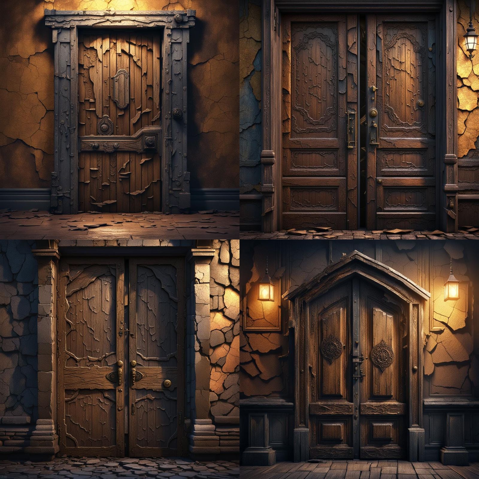 Cracked Wooden Door with Soft Glow