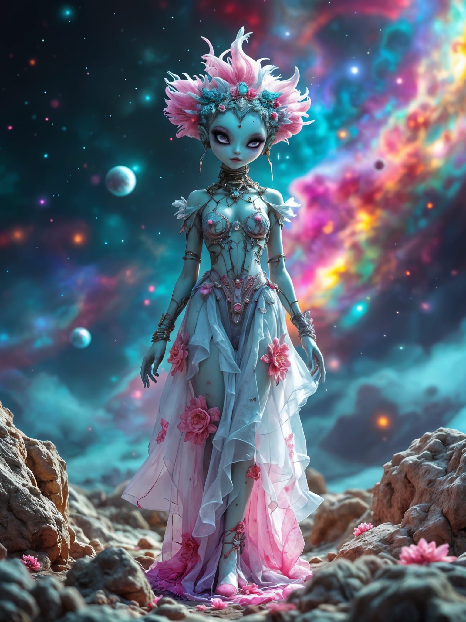 Cute Whimsical Sci-Fi Princess in Nebula