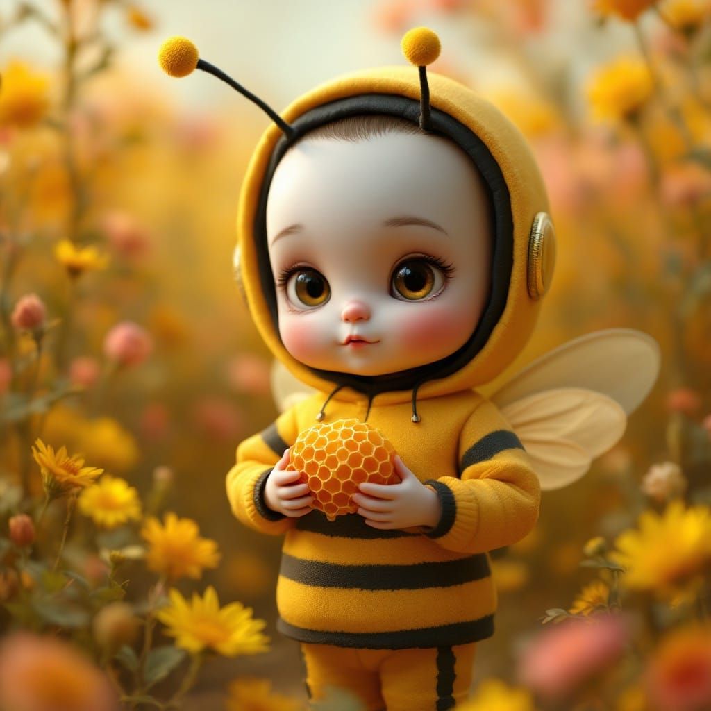Child in Bee Suit: Surreal 3D Render