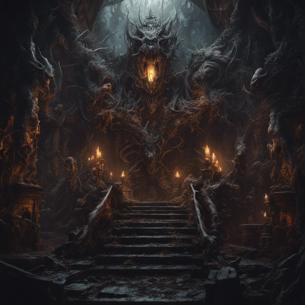 Dark Fantasy Masterpiece in Splendid Purple and Yellow Hues