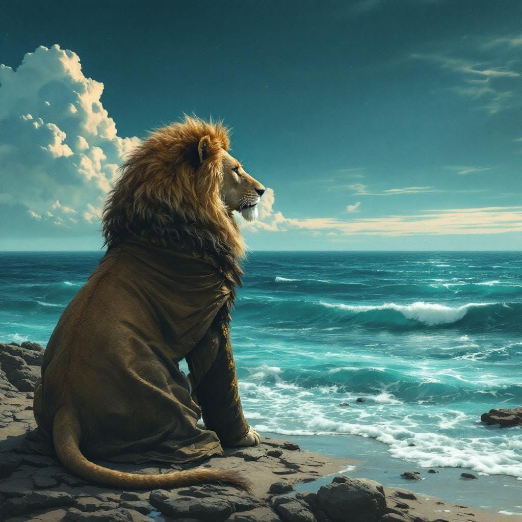 Majestic Lion Gazing at the Horizon