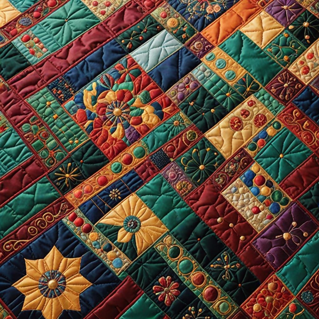 Luxurious 3D Patchwork Quilt in Vibrant Jewels