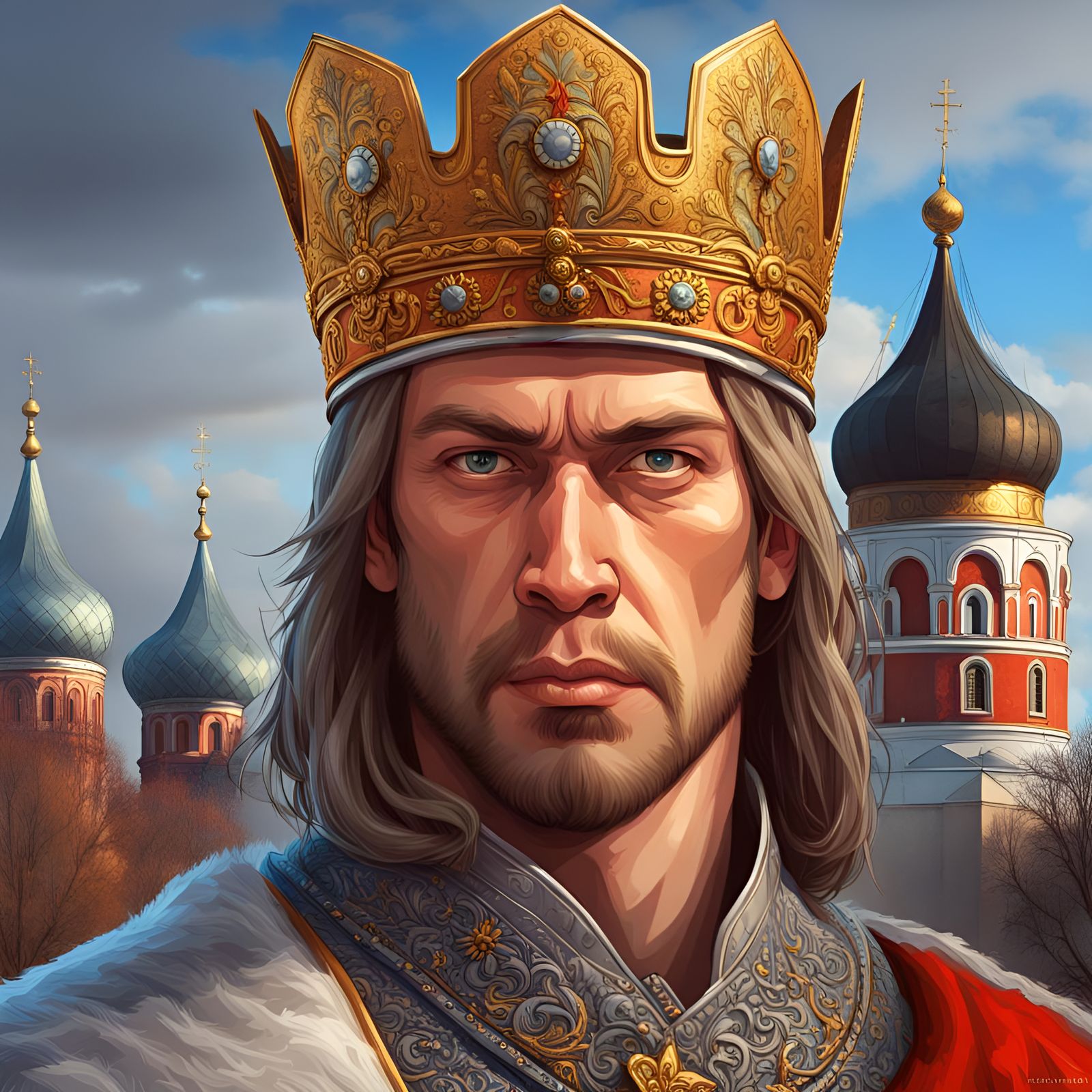 Alexander Nevsky Portrait in Holographic Astral Cosmic Style