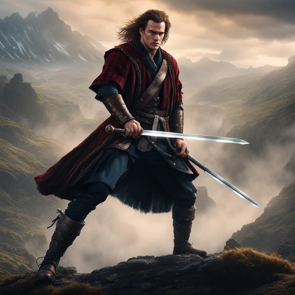Highlander Sword Fight: Detailed Fantasy Concept Art
